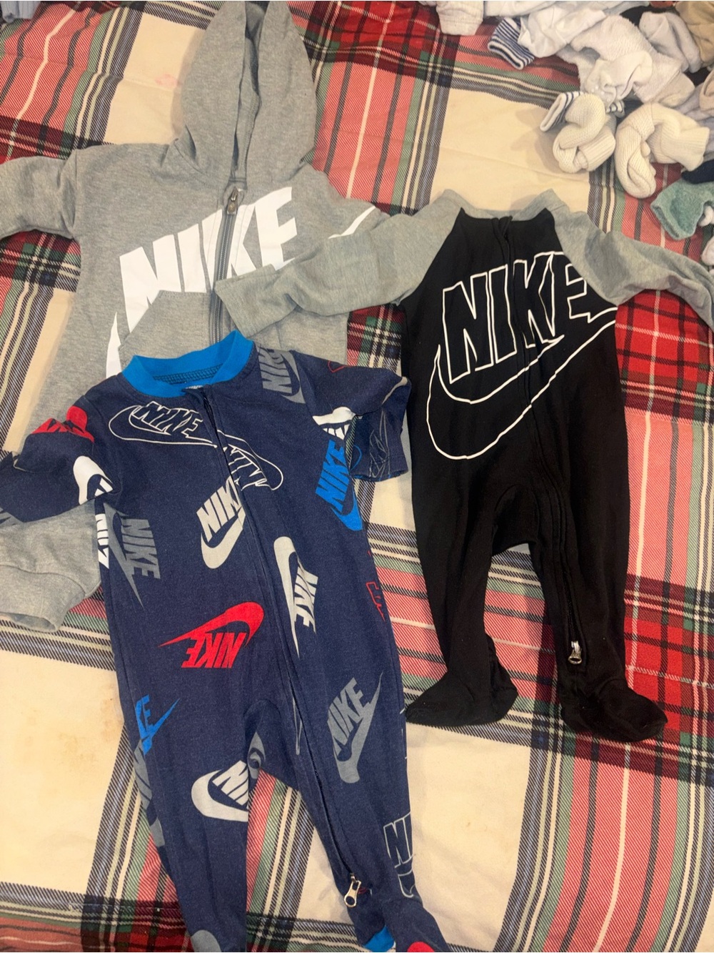 Nike Baby Footie Bundle - Black, Gray & Navy with Red & Blue Accents
